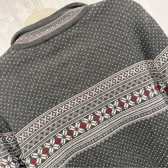 BULA Gray, White & Red Fair Isle Wool Blend Pullover Sweater - Picture 5 of 7